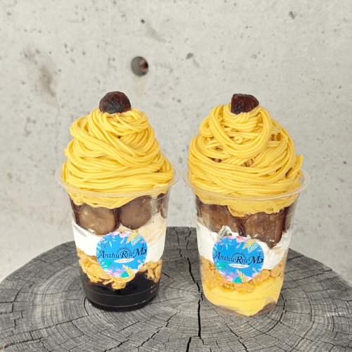 有田パフェとアサイーのアンスリュームの秋限定マロンパフェ